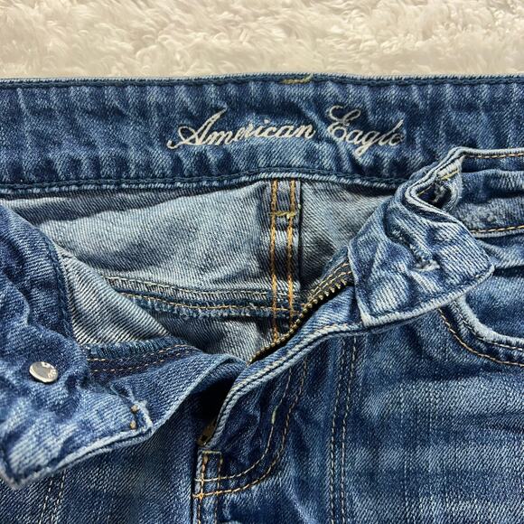 American Eagle Jean Shorts Women's 6 Hi-Rise Shortie Cutoff Stretch Blue Denim - Picture 3 of 6